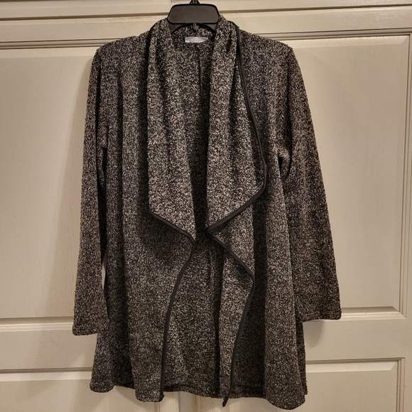 Frumos Black Gray Open Front Drape Cardigan - Picture 1 of 4